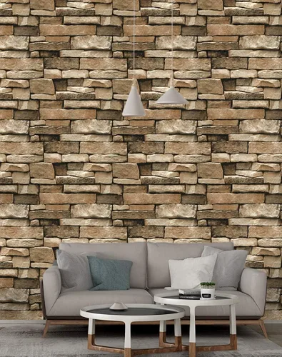 Miniatura 9 de D1016 - Papel tapiz de piedra autoadhesivo, removible, de vinilo de 1.48 x 16.4 pies, para sala de estar, dormitorio, cocina, decoración de pared