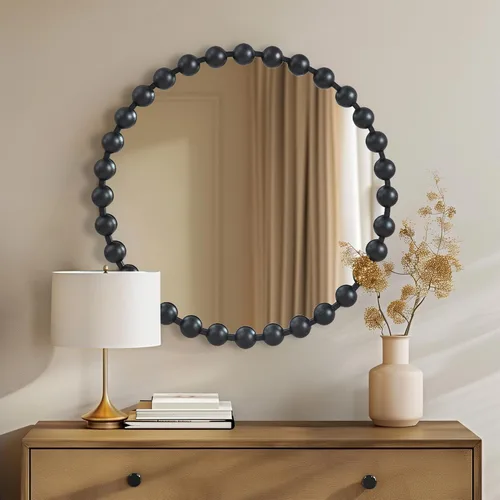 Miniatura 16 de Espejo redondo de Madison Park, espejo circular con marco de metal de 36 pulgadas, decoración de pared montada y colgante para entrada, baño, Negro