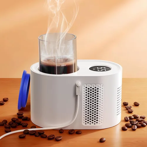 Calentador de taza de café, mini refrigerador para enfriador de vino, calentador de tazas 3 en 1 para escritorio (enfriamiento, calefacción y