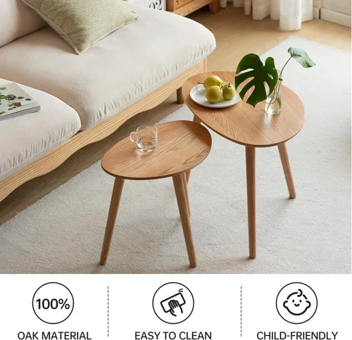 Miniatura 3 de Small Oval Coffee Table, Mid Century Modern Coffee Table for Living Room, 100% Solid Oak Wood Side Table End Tables for Home