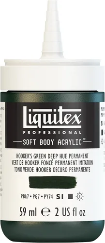 Miniatura 5 de Liquitex Pintura acrílica profesional de cuerpo suave, botella de 59 ml (2 oz), tono verde Hooker profundo permanente Hooker's Green Deep Hue