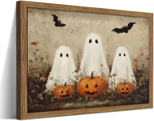 Miniatura 23 de Lienzo decorativo enmarcado de calabaza para sala de estar