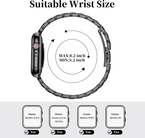 Miniatura 4 de MioHHR - Correas delgadas de metal compatibles con Apple Watch Band Ultra3/2/1 Series 11 10 9 8 7 6 5 4 3 2 1 SE3/2/1, correa delgada y estrecha
