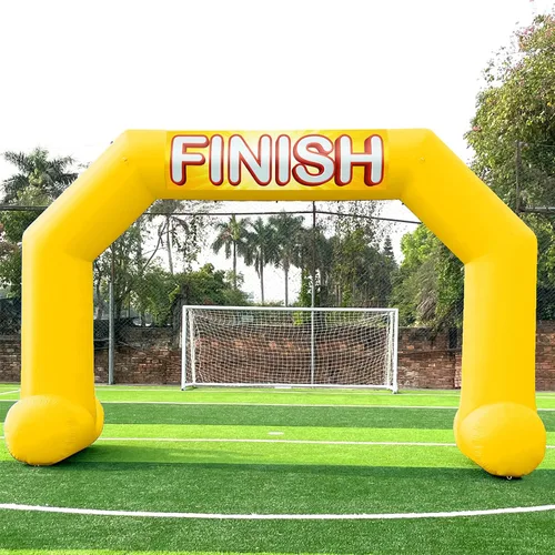 Miniatura 14 de Arco inflable de 20 pies de línea de acabado verde con potente soplador, arco inflable hexagonal al aire libre para carreras de 5 K, fiesta