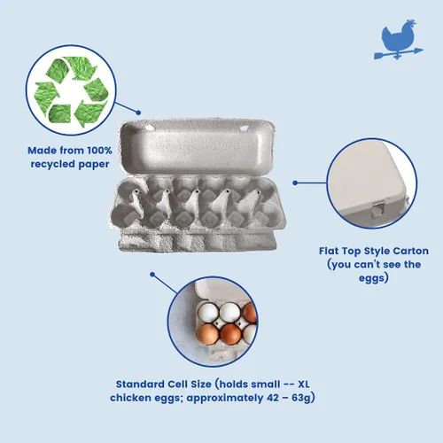 Miniatura 4 de Cartón de pulpa de papel plano en blanco de 12 huevos - Cartones de huevos (25)