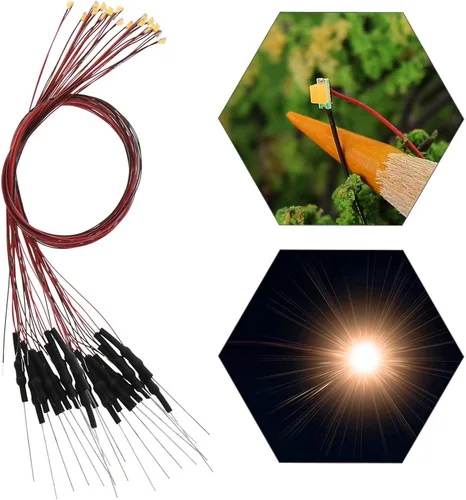 Miniatura 10 de L0603B 20pcs pre-cableado SMD LED 0603 Bule Diodo emisor de luz 12V Micro Litz Cable Cable Longitud 7.8 pulgadas (7.9 in) para DIY Manual