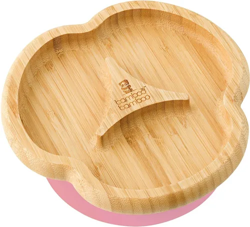 Miniatura 10 de bamboo bamboo Plato para bebés y niños pequeños para alimentación y destete, divisor de bambú con ventosa segura para bebés a partir de 6 meses Azul