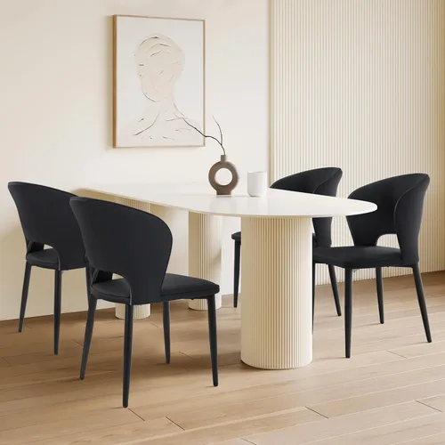 Homcosan Juego de 4 sillas de comedor, modernas sillas de cocina con estructura cruzada y exquisito diseño de tuberías, fácil montaje, sillas de