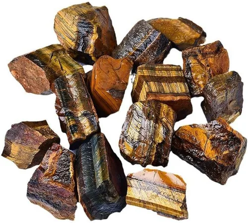 Rocas ásperas de cristal de ojo de tigre, 2 libras de piedras preciosas de cuarzo natural a granel para artes, manualidades, pulir, cabaña, pulido,
