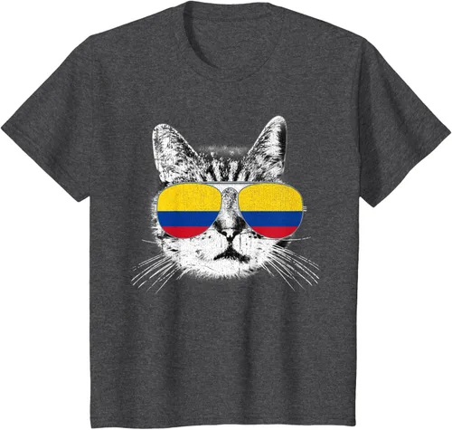 Miniatura 37 de Camisa de bandera de Colombia, orgullo colombiano, gato, hombres, mujeres, niños, camiseta de regalo