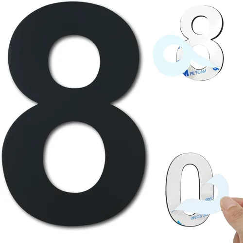 Miniatura 37 de Números de casa autoadhesivos – Números de puerta de acero inoxidable de 6 pulgadas para exteriores – Número de casa grande y moderno, número