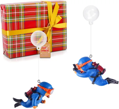 Miniatura 8 de Paquete de 2 decoraciones de pecera, lindos adornos de acuario de buceador, juguete de decoración con divertido dispositivo flotante, accesorios
