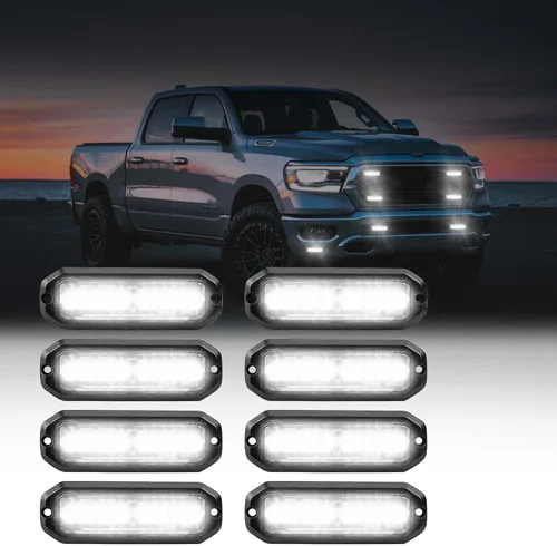 Miniatura 12 de WINECO Luces estroboscópicas LED ámbar para camiones, 8 piezas, 12 luces LED estroboscópicas intermitentes de montaje en superficie, kit de luces