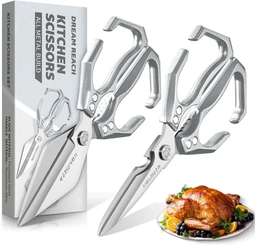 Miniatura 13 de Dream Reach Tijeras para aves de corral, Alemania, tijeras de cocina resistentes con cuchillo, abridor de botellas, caja de regalo, tijeras