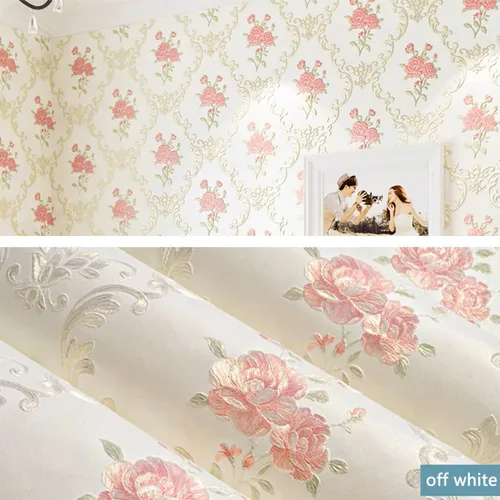 Miniatura 3 de Papel tapiz vintage en relieve 3D con diseño floral para despegar y pegar, rosa rosado, papel de pared de flores, pegar y despegar, papel