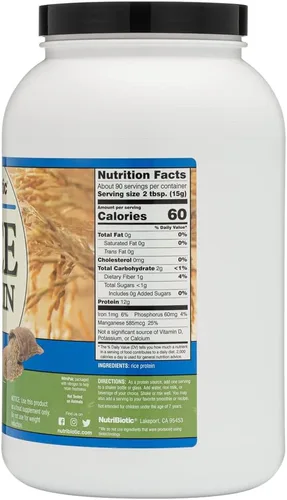 Miniatura 3 de NutriBiotic Proteína de arroz simple, 3 libras (3.0 lbs) Proteína en polvo baja en carbohidratos, vegana y cruda Cultivada y procesada sin