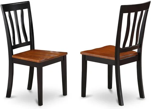 Miniatura 9 de East West Furniture ANC-BLK-C - Sillas de comedor antiguas, sillas de madera tapizadas de tela de lino, juego de 2, color negro