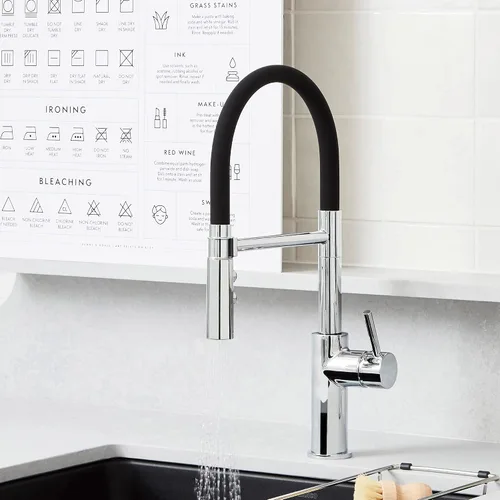 Miniatura 4 de BLANCO 402447 CATRIS Flexo Semi-Pro Pull-Down Grifo De Cocina De Arco Alto 1.5 GPM - Cromo