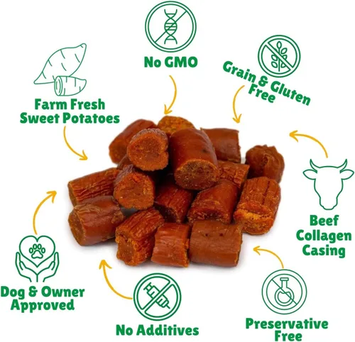 Miniatura 2 de Lucky Premium Treats Sweet Potato Chewys - Golosinas masticables para perros de tamaño de un bocado, grandes golosinas de entrenamiento para perros