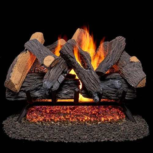 Miniatura 11 de Duluth Forge Juego de troncos para chimenea de gas natural ventilado, 18 pulgadas, 45,000 BTU, luz de fósforo, roble del corazón - Modelo # FNVL18-1