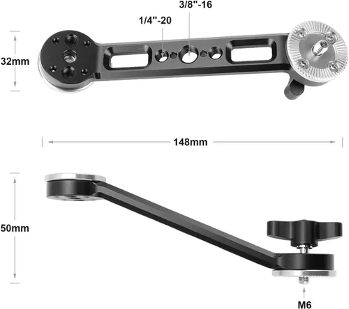 Miniatura 2 de Brazo de extensión roseta con rosca M6 de doble extremo para accesorios de montaje en hombro de cámara (2 piezas)