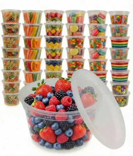 Miniatura 11 de Contenedores de almacenamiento de alimentos [10 juegos] x [8 onzas] recipientes de plástico para delicatessen con tapas, recipientes de preparación