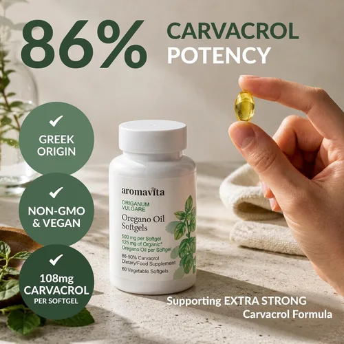 Miniatura 2 de Cápsulas de aceite de orégano (86–90% Carvacrol) – Orégano orgánico griego de alta potencia – Apoya la salud inmune y digestiva – Cápsulas blandas