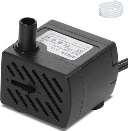 alizzy Bomba de agua pequeña de 50 GPH (180L/H) de 3 W con tubo y flujo ajustable para fuente de mesa, acuario, pecera, hidropónica