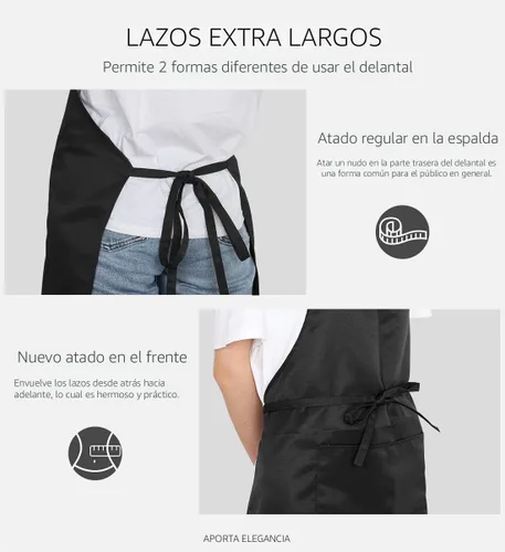 Miniatura 5 de Syntus Paquete de 12 delantales con peto, delantales unisex, ajustables, resistentes a las gotas de agua, con 2 bolsillos, delantal de cocina