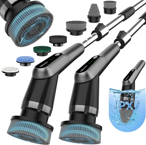 Miniatura 9 de Cepillo Fregador Eléctrico, Cepillo Fregador Eléctrico IPX7 para Ducha, Cepillo de Limpieza Eléctrico Fregador con 7 Cabezales de Cepillo