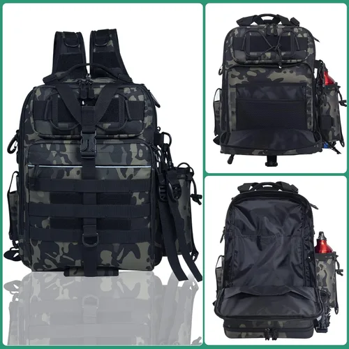 Miniatura 6 de Blisswill - Bolsa de almacenamiento para equipo de pesca al aire libre - Mochila de pesca grande resistente al agua I: camuflaje bosque