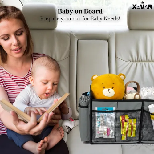 Miniatura 8 de Organizador de pañales para bebé con cambiador, organizador portátil de coche para artículos esenciales para recién nacidos, pañales y toallitas