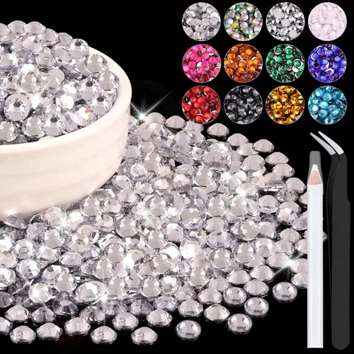 Miniatura 31 de 12000 diamantes de imitación de resina de 0.079 pulgadas a granel para manualidades (transparente), cristales deslumbrantes con parte trasera plana