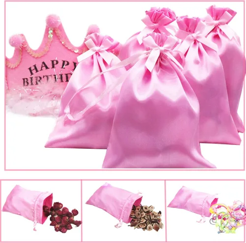 Miniatura 5 de 35 PCS Bolsas de Regalo de Satén Rosa de 5 x 7 Pulgadas con Cordón, Bolsas de Favor para Bodas, Bolsas de Favor para Fiestas, Bolsitas de Joyería