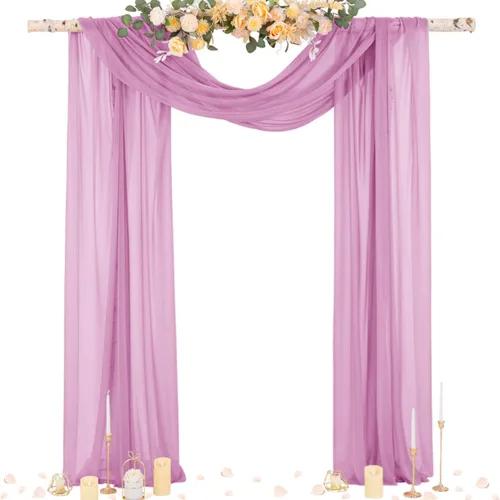 Miniatura 24 de Socomi Tela Transparente de Terracota para Decoración de Bodas Otoñales, Tela de Drapeado 29" x 20 Pies, 1 Panel, Cortina para Arco Exterior