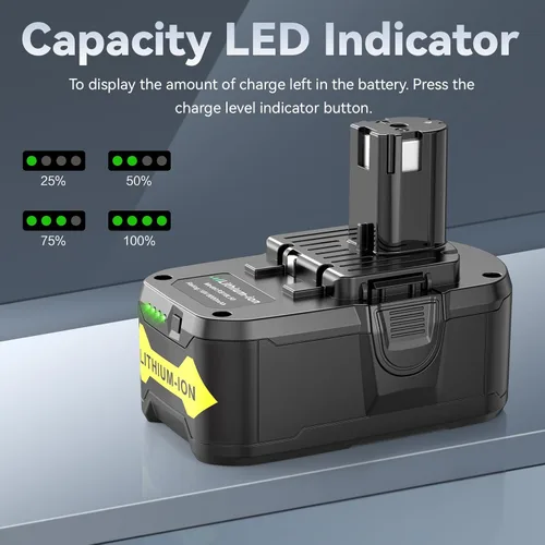 Miniatura 7 de Fancy Buying - Batería de 8.0 Ah para Ryobi 18V para Ryobi ONE+P102 P103 P105 P107 P108 P109 P122 Batería para herramienta inalámbrica 2Pack8.0