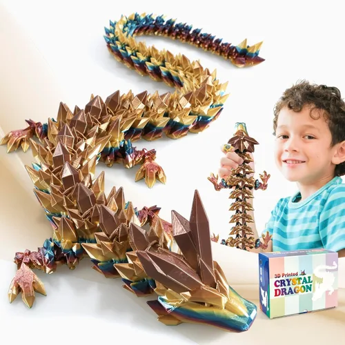 Miniatura 12 de meturebear Dragón Grande Impreso en 3D, Juguetes de Dragón 3D de 30 Pulgadas, Juguetes de Animales de Cristal Fidget Más Grandes, Animales Arcoír
