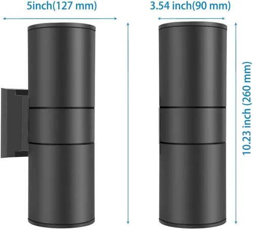 Miniatura 6 de MS-61818 - Lámpara de pared de doble cilindro impermeable arriba y abajo, lámpara de pared para exteriores, balcón, escalera, pasillo, exterior
