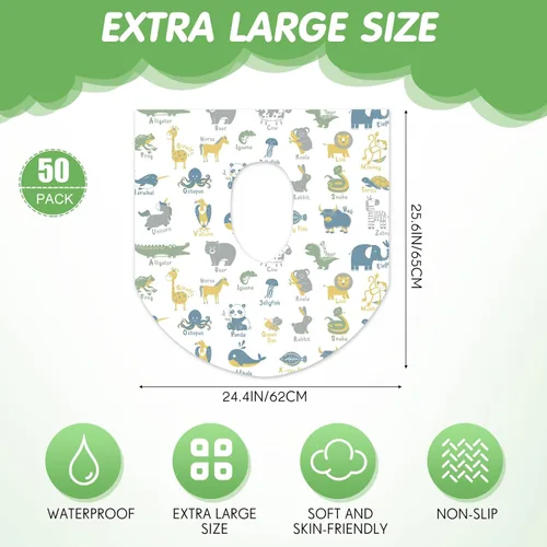 Miniatura 2 de Paquete de 50 fundas desechables para asiento de inodoro, extra grandes, envueltas individualmente para niños y adultos, fundas de asiento