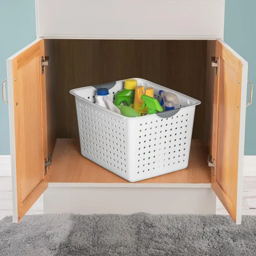 Miniatura 6 de Sterilite Paquete de 6 cestas ultra profundas, organizador de almacenamiento de plástico con parte superior abierta, color blanco, cestas clásicas