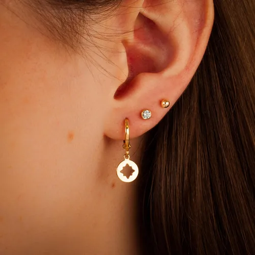 Miniatura 13 de 14K Gold Clasp Closure Dangle Earrings, Trendy Hoop with Charm, Huggie Hoop Earrings, Hypoallergenic Nickel Free Earrings, Lightweight Huggies for
