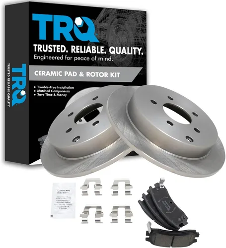 Miniatura 65 de TRQ Kit de rotor de freno trasero y pastillas de cerámica Posi premium compatible con camioneta Chevy GMC