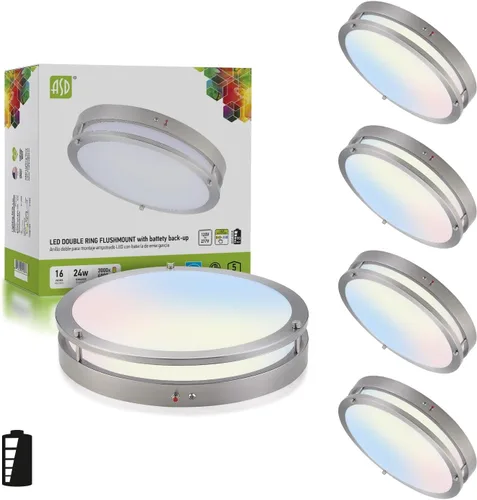 Miniatura 48 de ASD Lámpara LED de techo de montaje empotrado de 18 pulgadas, interruptor de 28 W, 100-277 V, 2750 lúmenes, 3000 K/4000 K/5000 K, regulable, Níquel
