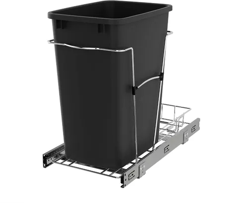 Miniatura 11 de Rev-A-Shelf Bote de basura extraíble para armarios de cocina, contenedor de reciclaje de basura de 35 cuartos de galón con toboganes de extensión