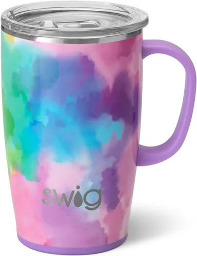 Miniatura 10 de Swig Life - Taza de café de viaje de 22 onzas, vaso con aislamiento térmico con asa y tapa, para portavasos y lavavajillas, de acero inoxidable