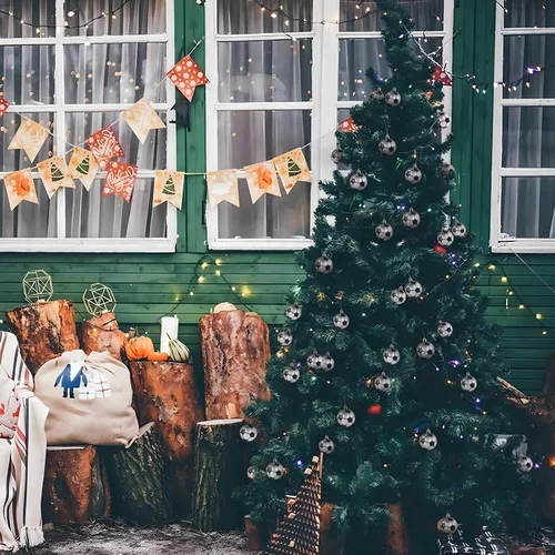 Miniatura 7 de Adornos de Navidad inastillables de fútbol - Decoración colgante mejorada de 9 piezas para árbol, decoraciones para exteriores seguras para niños