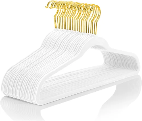 Miniatura 16 de MIZGI Paquete de 30 Perchas de Terciopelo Totalmente Negras, Fieltro Flocado Premium Antideslizante para Ropa, Perchas Negras Resistentes