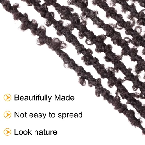 Miniatura 74 de ZRQ Butterfly Locs Cabello de Ganchillo Corto 6 Paquetes Negro Cabello Bob de Ganchillo 8 Pulgadas Locs Sintéticos Desordenados Desgastados Trenzas