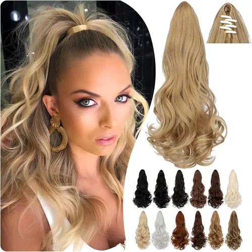 Miniatura 27 de Extensión de cola de caballo de 18 pulgadas, 20 pulgadas, larga, rizada, ondulada, recta, con clip, de aspecto natural, extensión de cabello