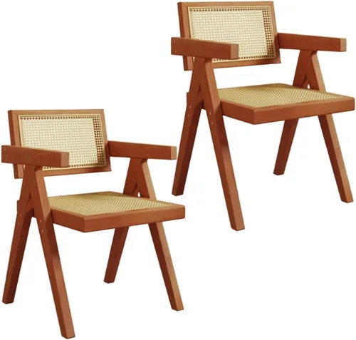 Miniatura 11 de YVYKFZD Juego de sillas de comedor de madera, sillas de comedor de ratán, silla de cocina con respaldo, sillón de salón, silla auxiliar cómoda